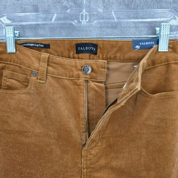 Talbots Corduroy Pants 2 Camel Brown High Waist Straight Leg Cotton Stretch New - Picture 5 of 11